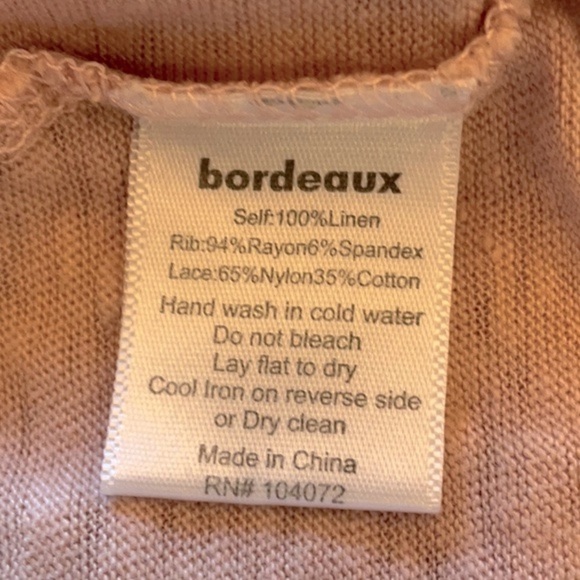 𝅺Anthropologie Bordeaux Linen Top in Blush - S - Picture 6 of 6